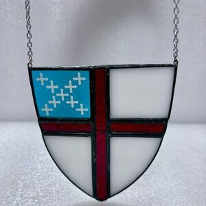 Stained glass Episcopal Church Shield Ornament